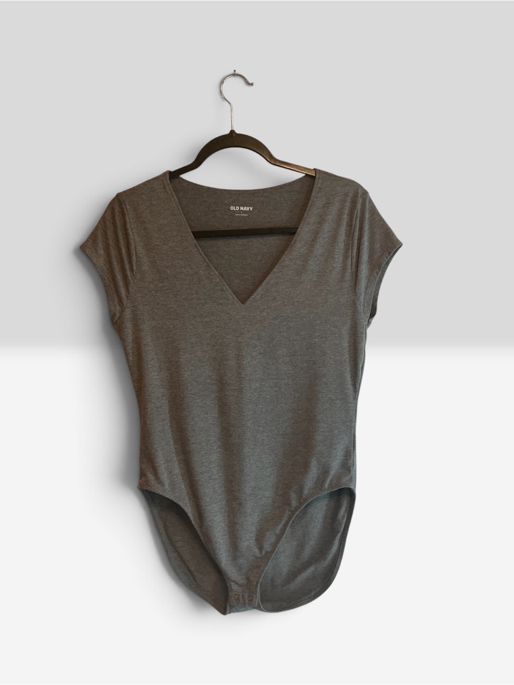 Old Navy Charcoal V-Neck Short Sleeve Bodysuit